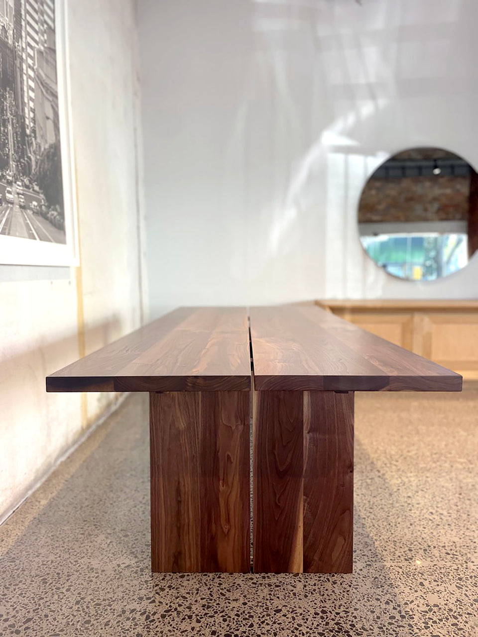 Dining table, NZ made, black table, sold timber table,locally made table, contemporary table, walnut 