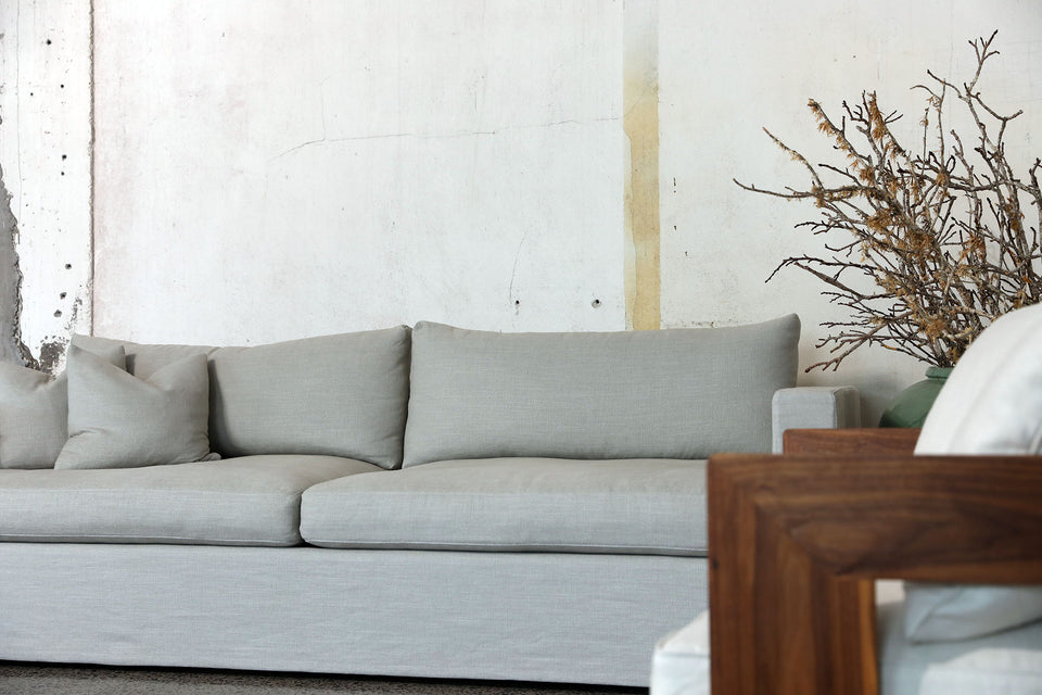 Lenny sofa, soft linen sofa, locally made,made in nz, slip cover sofa